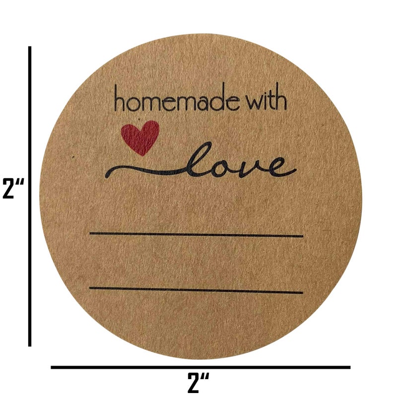 Maritide 2â€ Homemade with Love Canning Labels with Lines for Writing, 500 Stickers per Roll in Dispenser Box, Plus Bonus 50â€™ of Twine String - Image 3